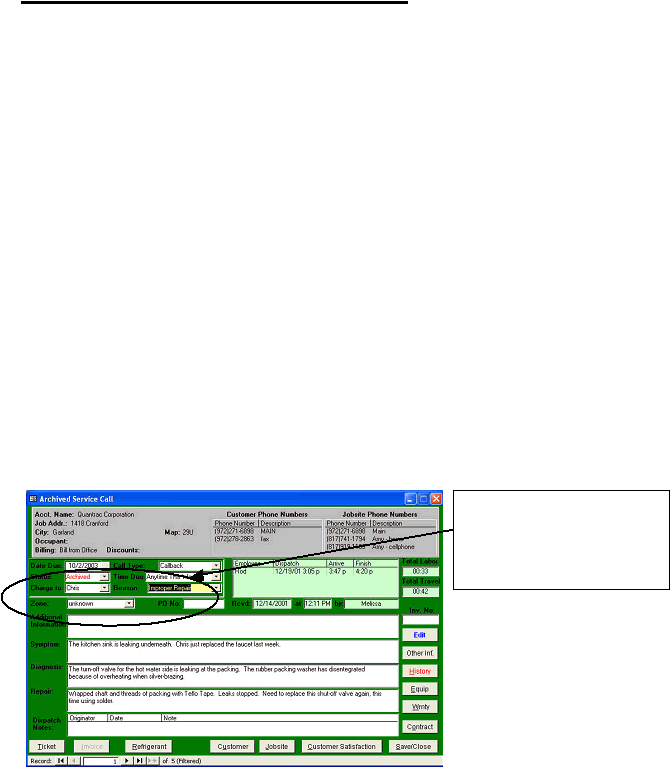  If the word �Callback� or �Warranty� are selected for a calltype, two new fields will appear The reason for the return trip expense can be selected from your customized list, created during setup.  